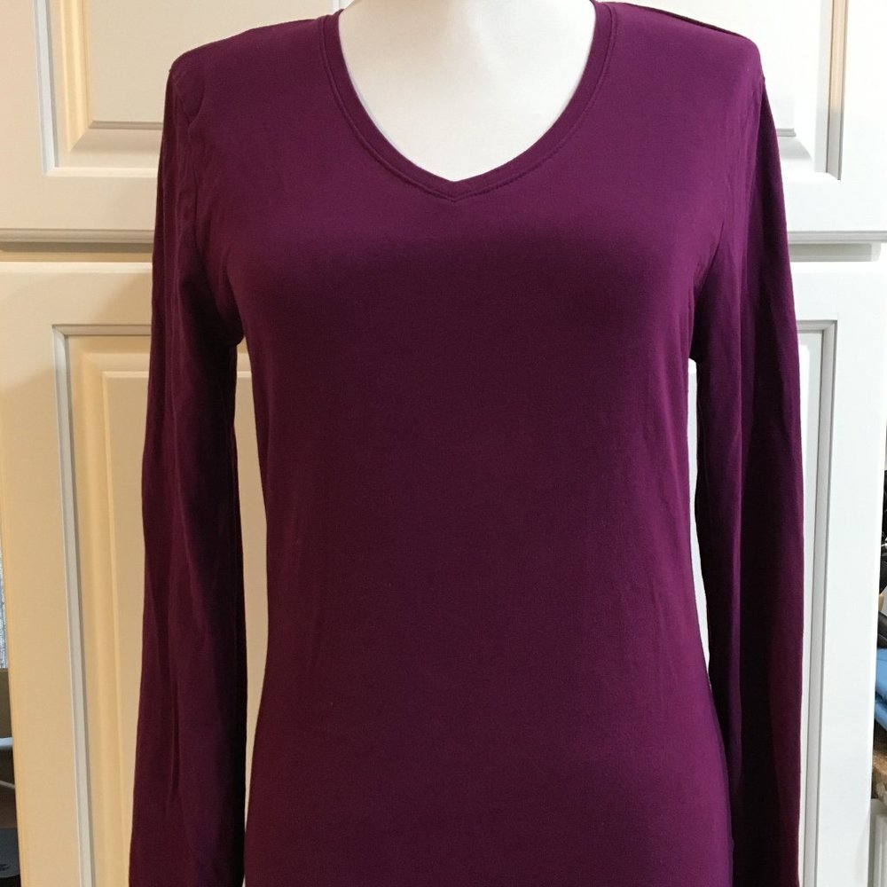 Mission Supply-V-Neck Long Sleeve Purple Shirt